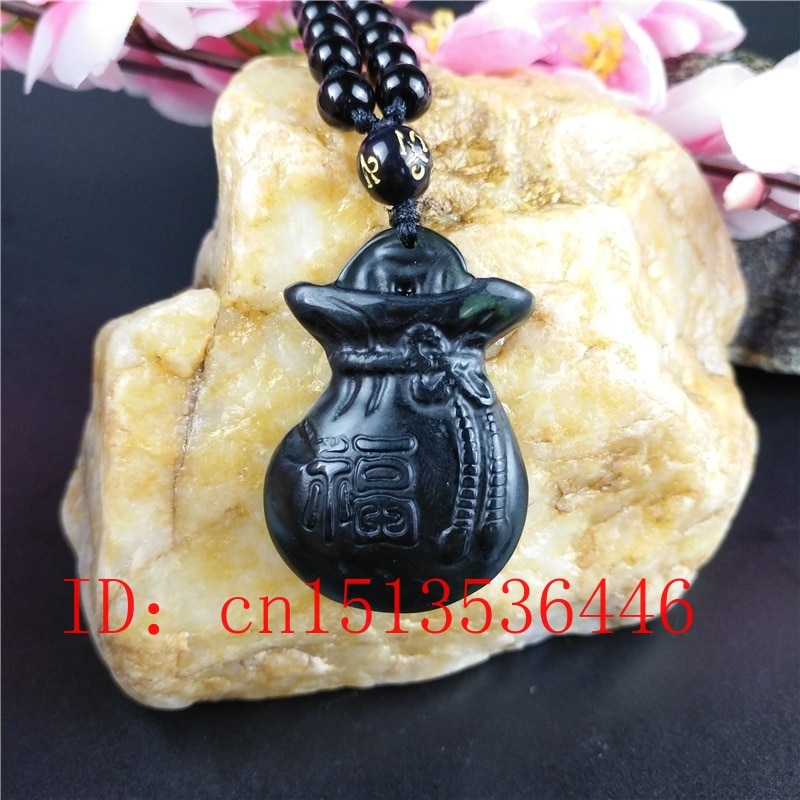 Gecertificeerde Chinese Natuurlijke Zwart Groen Jade Grabbelton Hanger Ketting Mode Charme Sieraden Hand-Gesneden Amulet Top