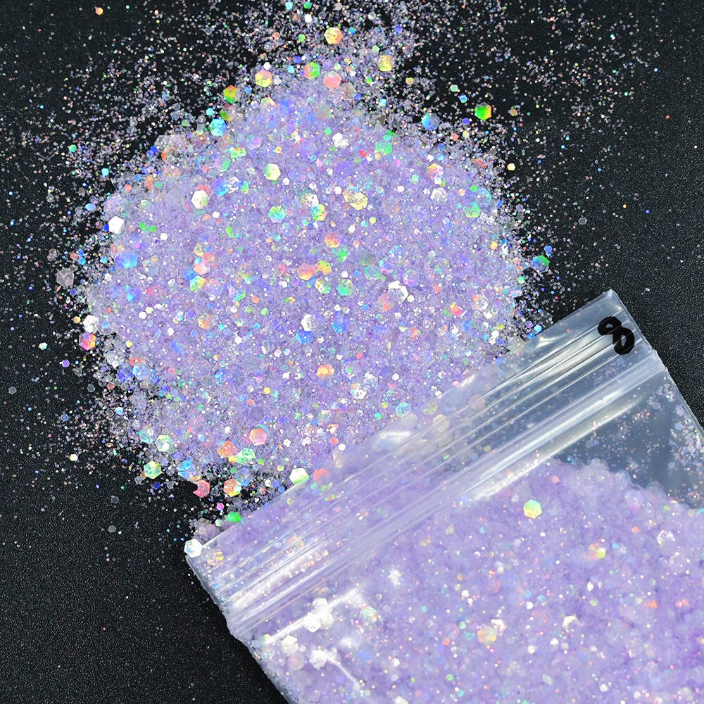 50 gram negle diamant glitter pailletter ,21 farve hvid symfoni serie/hexagon/holografisk/ neglekunst lak manicure dekoration #fd15