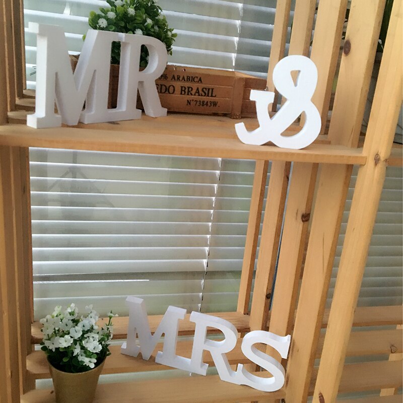 Wedding White Pink Floral Mr &amp; Mrs Letters Mr &amp; Mrs Sign Mr and Mrs Letters