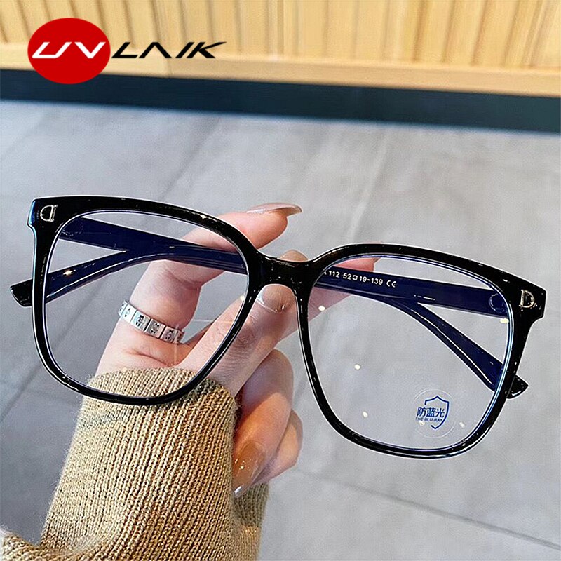 UVLAIK Transparent Computer Glasses Frame Women Men Anti Blue Light Round Eyewear Blocking Glasses Optical Spectacle Eyeglass