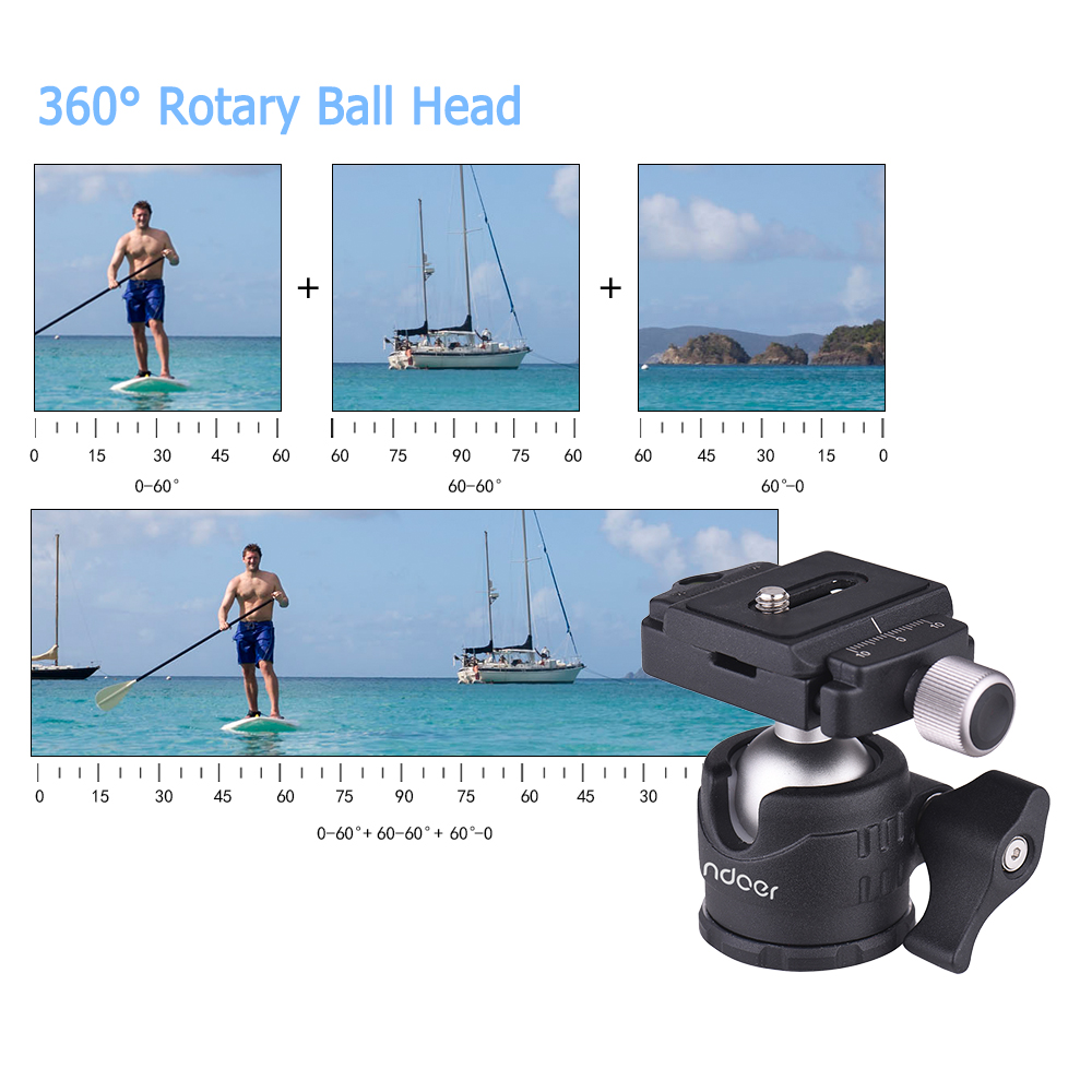 Andoer Mini Ball Head 360 Graden Statief Ballhead Mount Voor Canon Nikon Sony Dslr Cam Voor Iphone X Voor Samsung voor Gopro Hero