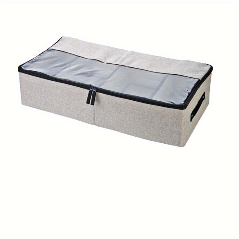 Fabric dust-proof and moisture-proof transparent folding shoe box, a space-saving shoe cabinet for home use, and a perfect stora: Light Grey