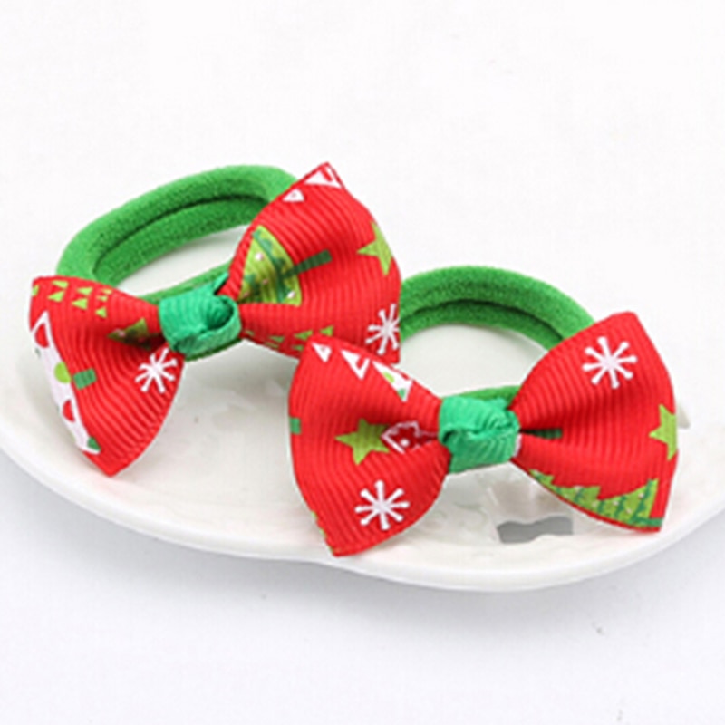 Christmas Hair Rope Tree Santa Bell Snowman Kids Elastic Hair Band Lovely Girls Hair Accessories