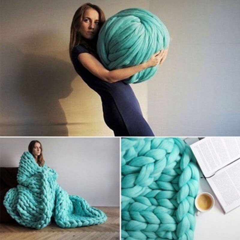 Diy Super Omvangrijk Arm Breien Wol Roving Chunky Wol Garen Super Omvangrijk Arm Breien Wol Roving Gebreide Deken