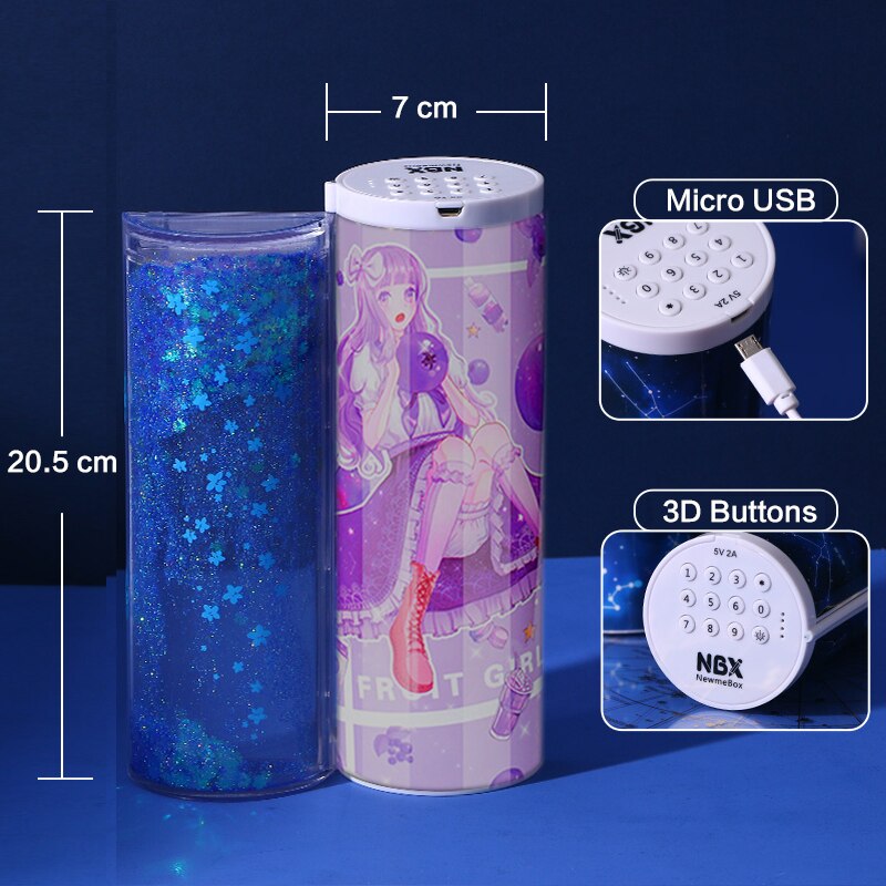 NBX zamek elektroniczny kod piórnik hasło piórnik Anime stacjonarne ruchome piaski pudełko na długopis robić przyborów szkolnych chłopiec dziewczyny prezent: NBX-m-24