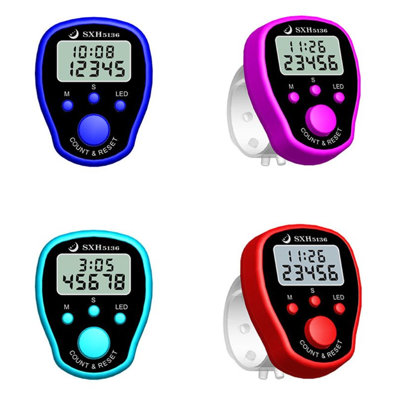 Finger Counter Clock LCD Electronic Digital Tally Counters with Time &amp; Backlight