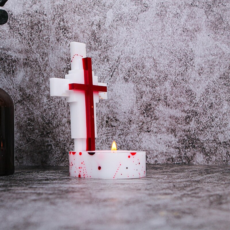 Krzyż świecznik ozdoby żywica epoksydowa formy religia świecznik dekoracje silikonowe formy DIY rzemiosło odlewania narzędzia