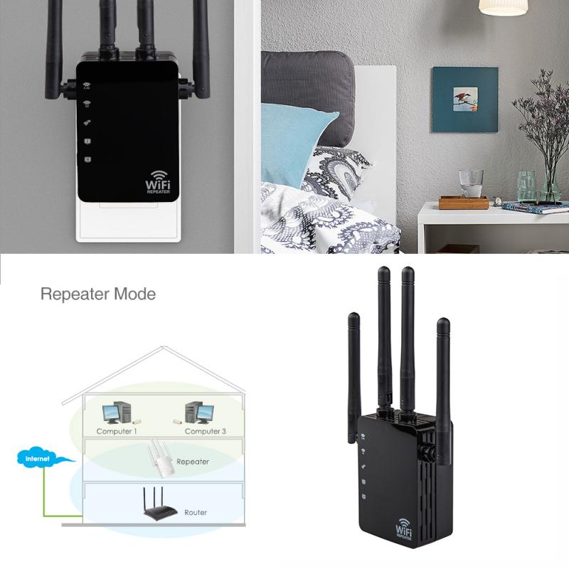 Nuovo Wireless Wifi Ripetitore Router 1200Mbps Dual-Band 2.4/5G 4Antenna Wi-Fi Range Extender Wi fi Router di Rete Domestica Forniture