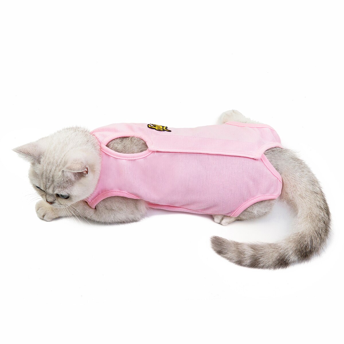 Cotton Physiological Pet After Surgery Clothes Anti-licking Recovery Wounds Protection Vest Breathable Cat Sanitary Jumpsuits: Pink / XL