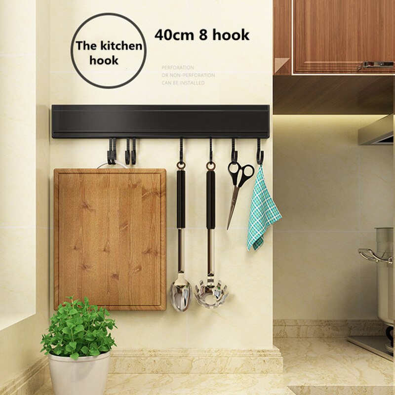 No-punching kitchen hook rack wall wall hangers wall hangers rack kitchen utensils rack spoon shovel storage rack: Deluxe 40cm 8 hook