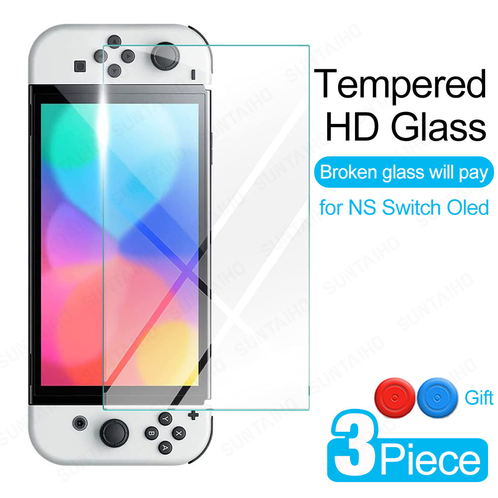 3 stück gehärtetes glas für nintendo switch oled-schutzglas, 9h hd-displayschutzfolien für nintendo switch oled-spielzubehör