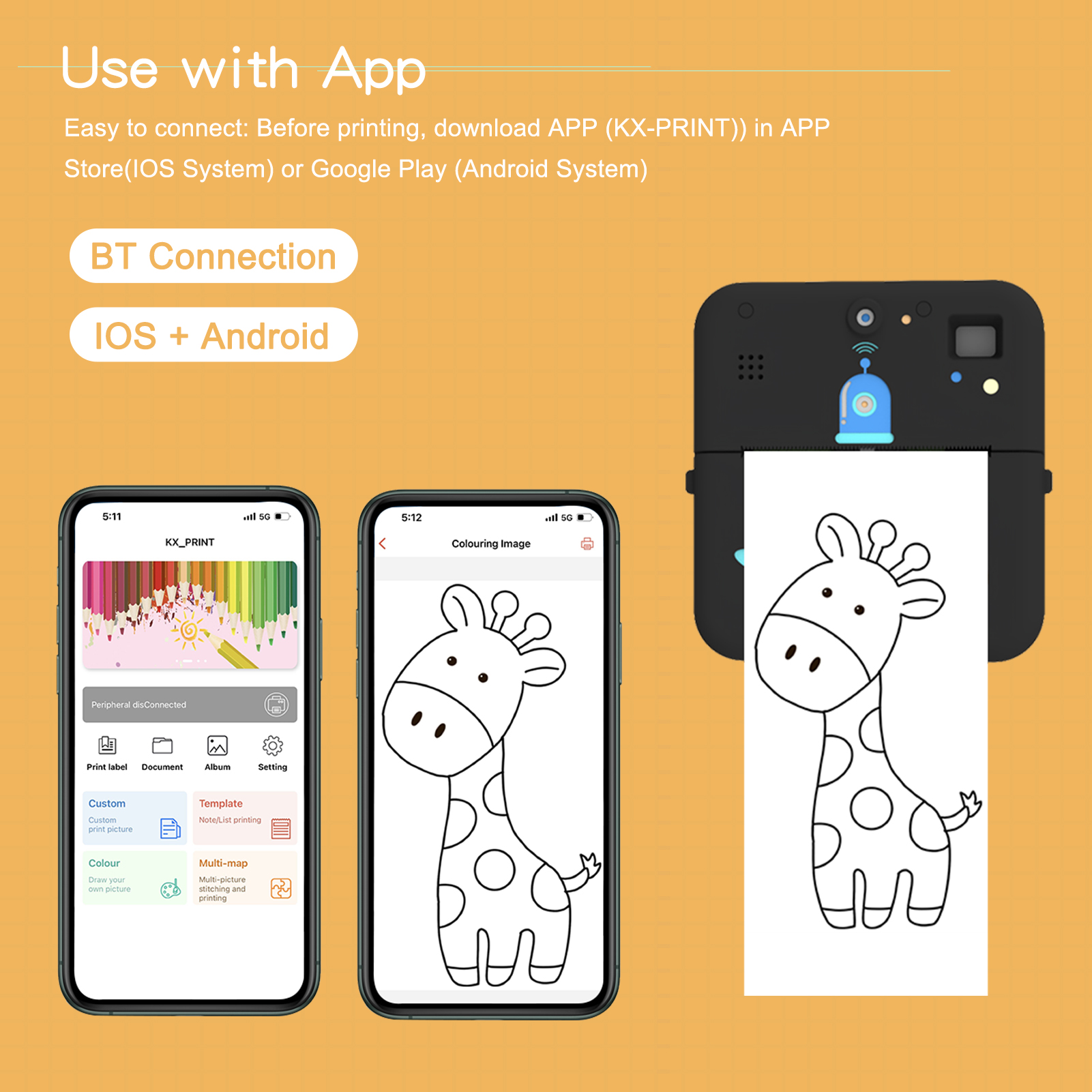 Mini Pocket Printer Camera Instant Print Portable Thermal Printing Machine Wireless Connection for Picture Label DIY Handcraft