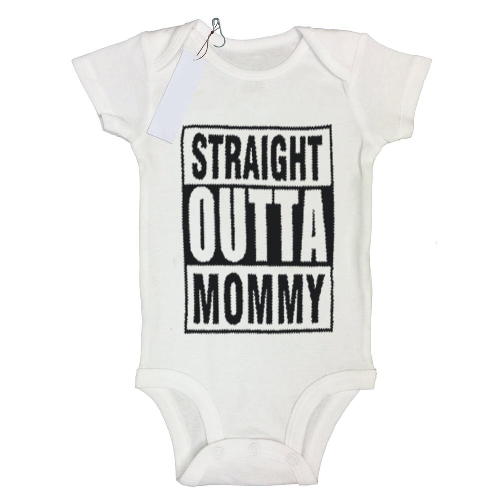 Sommer Baumwolle Baby Jungen Mädchen Kurzarm Strampler GERADE OUTTA MAMA Gedruckt Body Oansatz Infant Overall Kleidung: Default Title