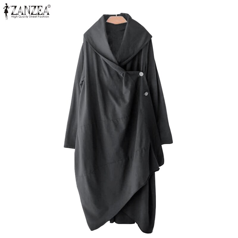 ZANZEA Herfst vrouwen Dunne Jassen Casual Lange Mouwen Revers Hals Asymmetrische Uitloper Blusas Vrouwelijke Knop Vesten S-5XL Tops