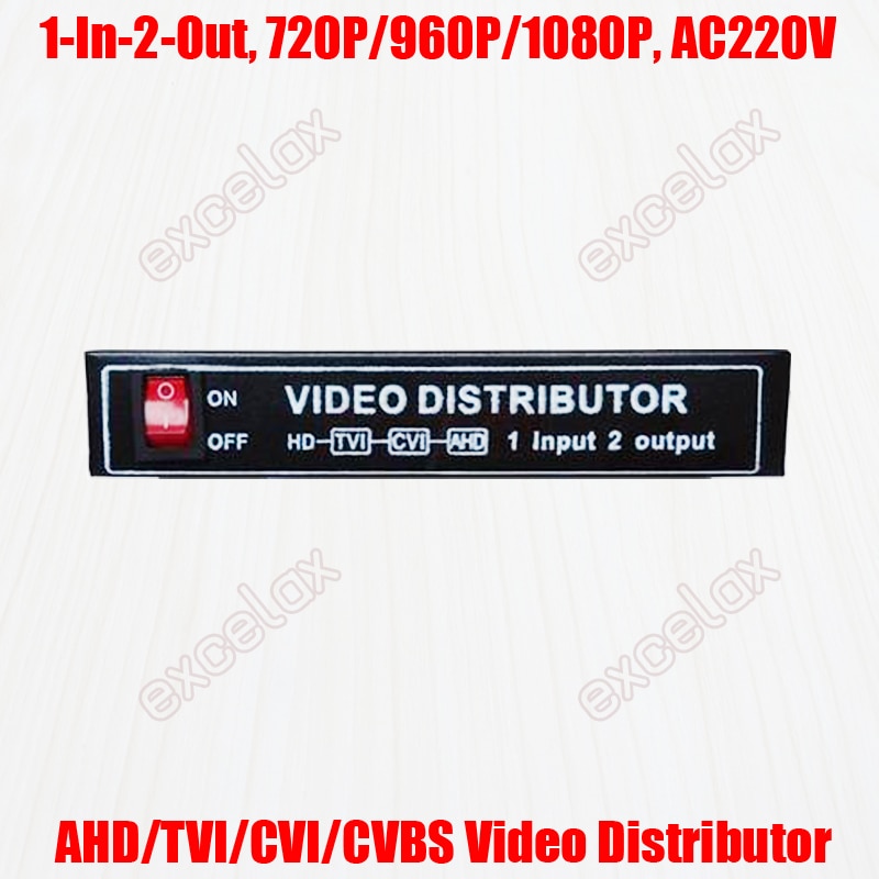 1080p 960p 720p 1ch in 2ch ud ahd cvi tvi cvbs video distributør 1-2 splitter desktop mount til analog hd cctv sikkerhedssystem