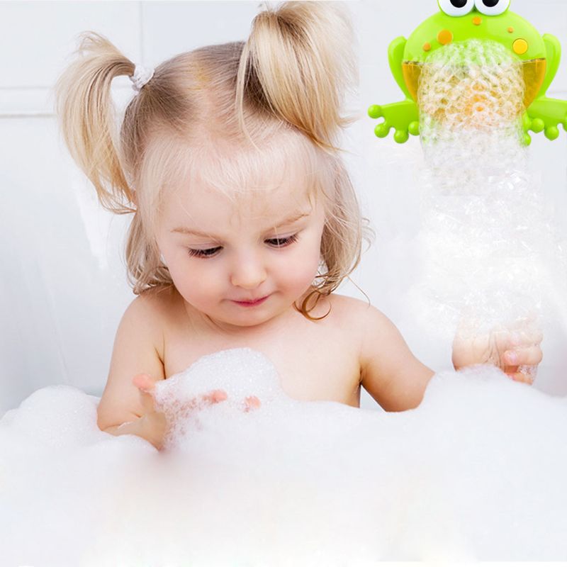 Juguetes de baño con forma de rana para niños, para hacer burbujas Juguete musical, con música, para recién nacidos