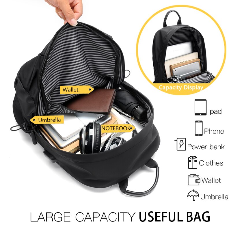Uomini Zaino Impermeabile computer Portatile da 15.6 pollici Zaino Multifunzionale di Ricarica USB di Scuola Adolescente Mochila Borsa Da Viaggio zaino Esterno