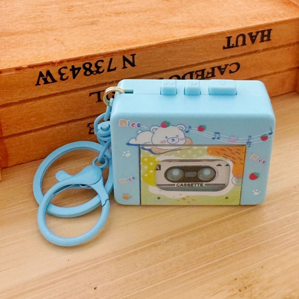 Chaveiro gravador de cassete retro gravador de fita chaveiro gravável vintage gravação caixa de música pingente fita com música pequeno presente