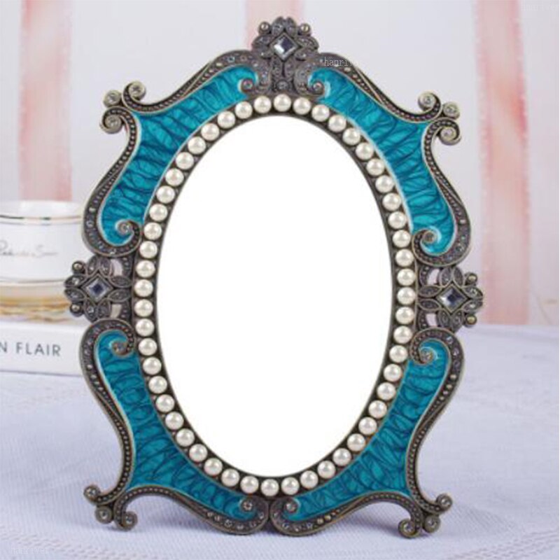 Europeisk vintage speil, sminkespeilets prinsesse, bordbord mesa speil soverom toalett glass stort