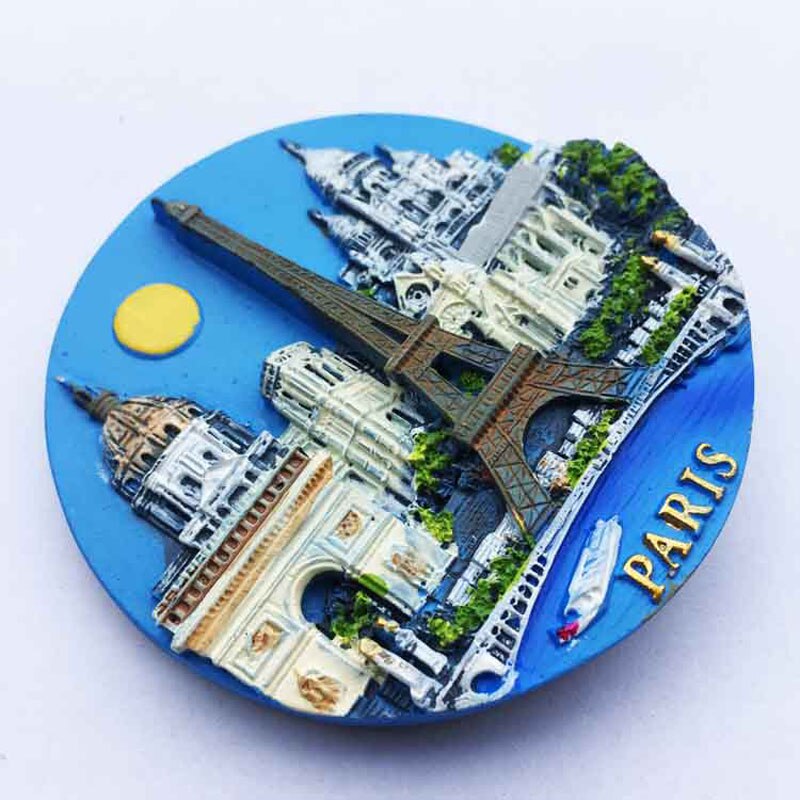 Paris Scenic Fridge Magnet 3D Round Refrigerator Magnets Travel Souvenirs Home Decoration
