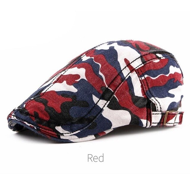 Rijpet katoenen hoed muts unisex retro stijl coole zonbescherming rijden warme veelkleurige hoeden krantenjongenspetten outdoor: Rood