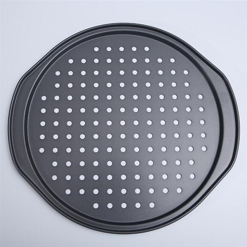 Non-stick pizza stekepanne med hull husholdnings bakeform kake panne bakeware stekeplate for pizza kake (svart)
