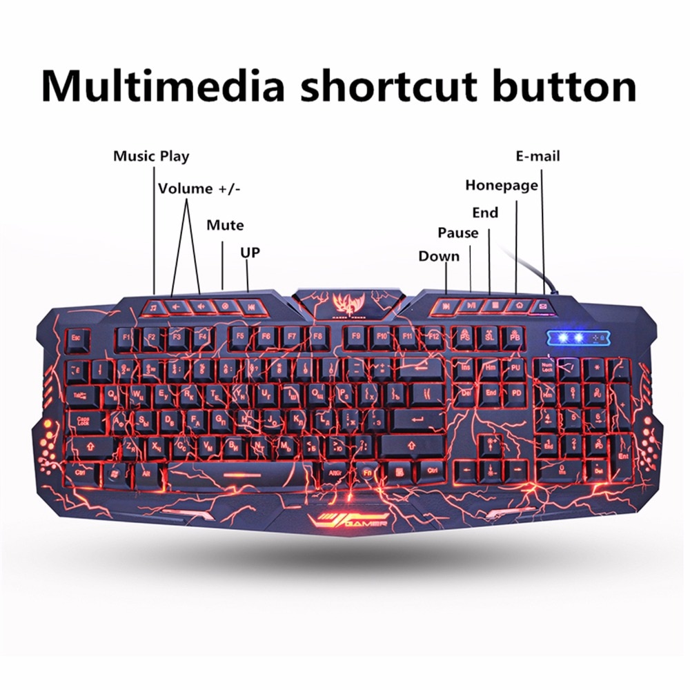 M200 Russische Gaming Toetsenbord Paars/Blauw/Rood Led Ademhaling Backlight Usb Wired Full Sleutel Muis Toetsenbord Combo Professionele gamer