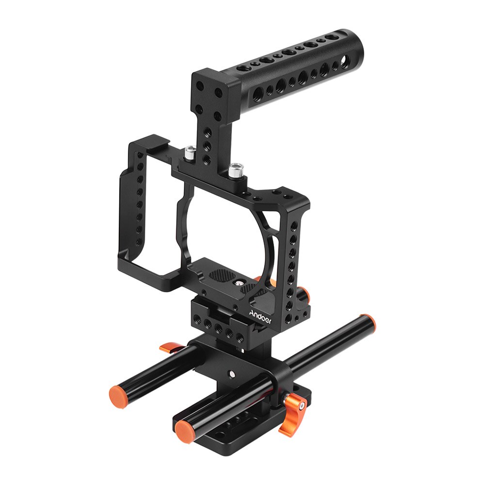 Andoer Camera Kooi Video Film Movie Maken Stabilizer Aluminium 1/4 Inch Schroef Met Koud Shoe Mount Voor Sony Camera 'S