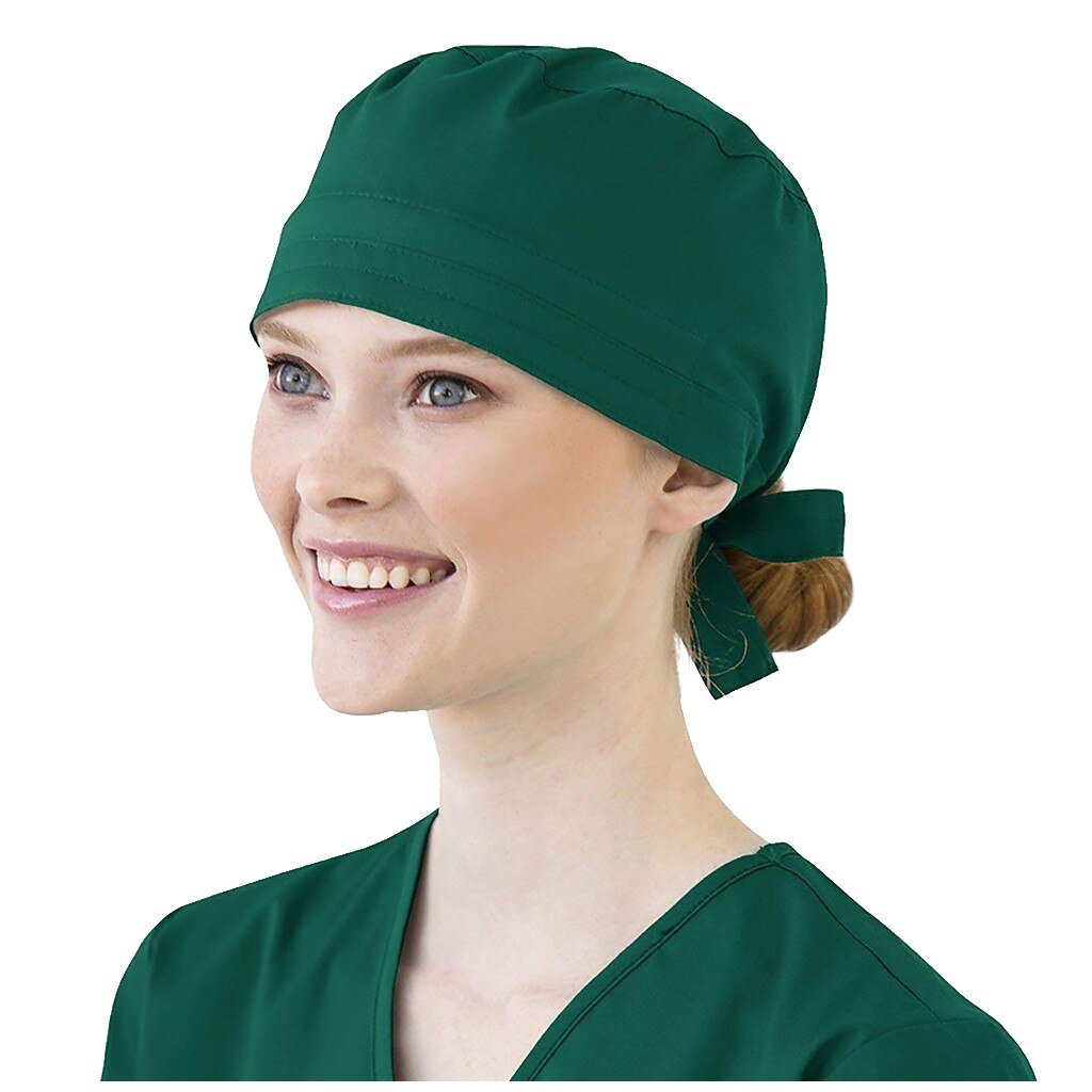 Women Cotton Bandage Adjustable Cap Sweatband Bouffant Hat Men gorros quirofano mujer nurse uniform Accessories: Green