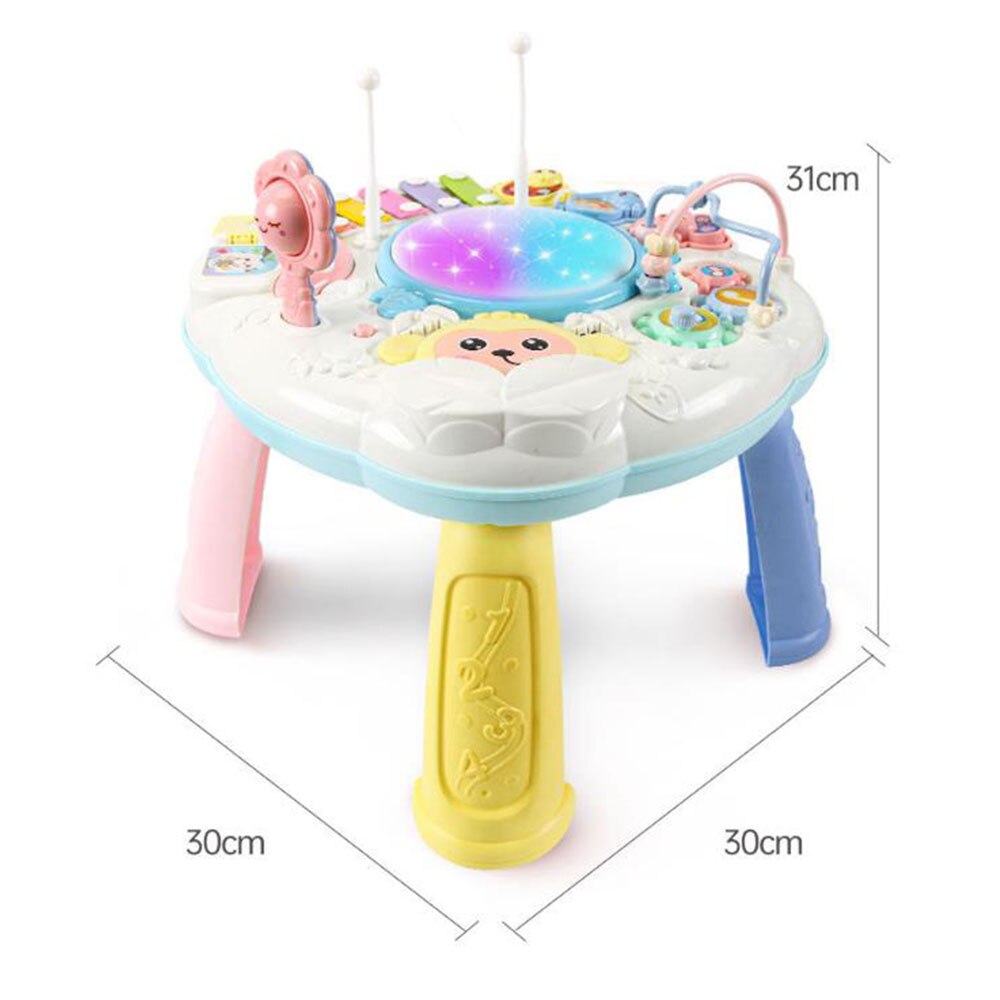 Multifunctional Musical Learning Desk Interactive Music Activity Center Game Table for Boys Lighting Sound Birthday: Colorful