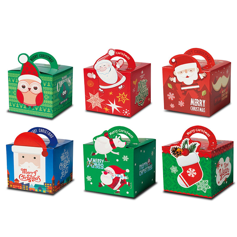 12Pcs Vrolijk Kerstfeest Candy Boxes Cartoon Kerstman Snowman Christmas Party Goody Gunst Bags Xmas Party Decoraties