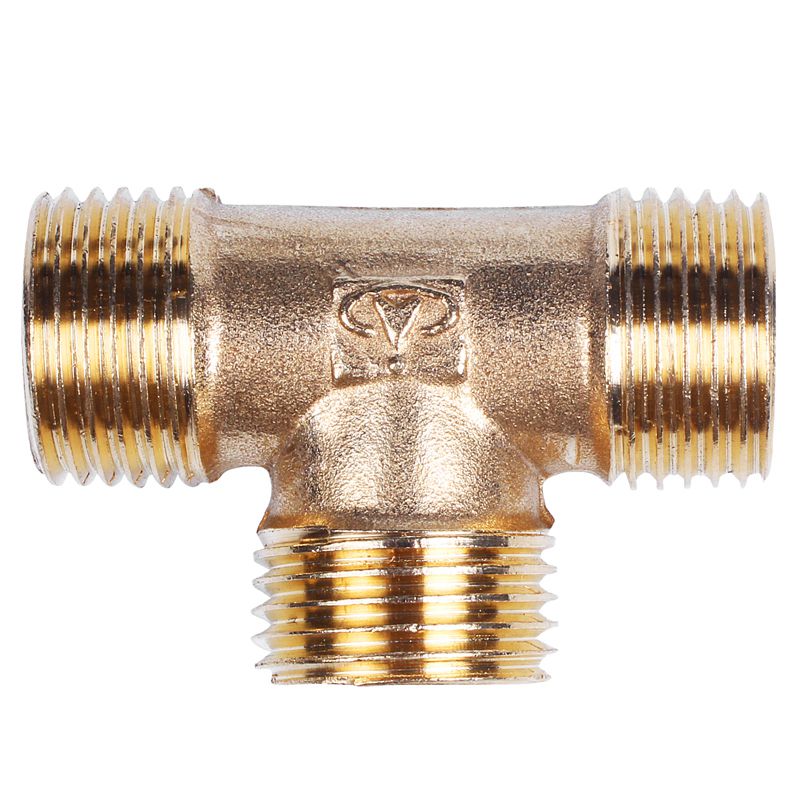 Brass T Shape Water Fuel Pipe Equal Male Tee Adapter Connector 1/2" Thread