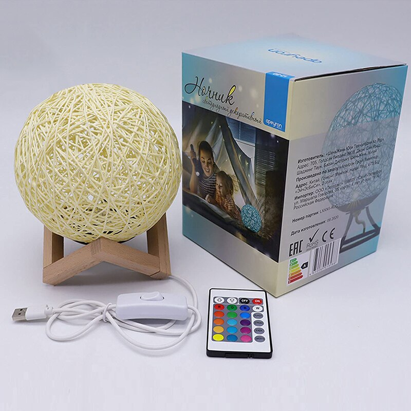 Rotan Bal Lamp Led Nachtlampje Lamp Lichten Usb Wire Led Light Home Decoration Multicolor Licht
