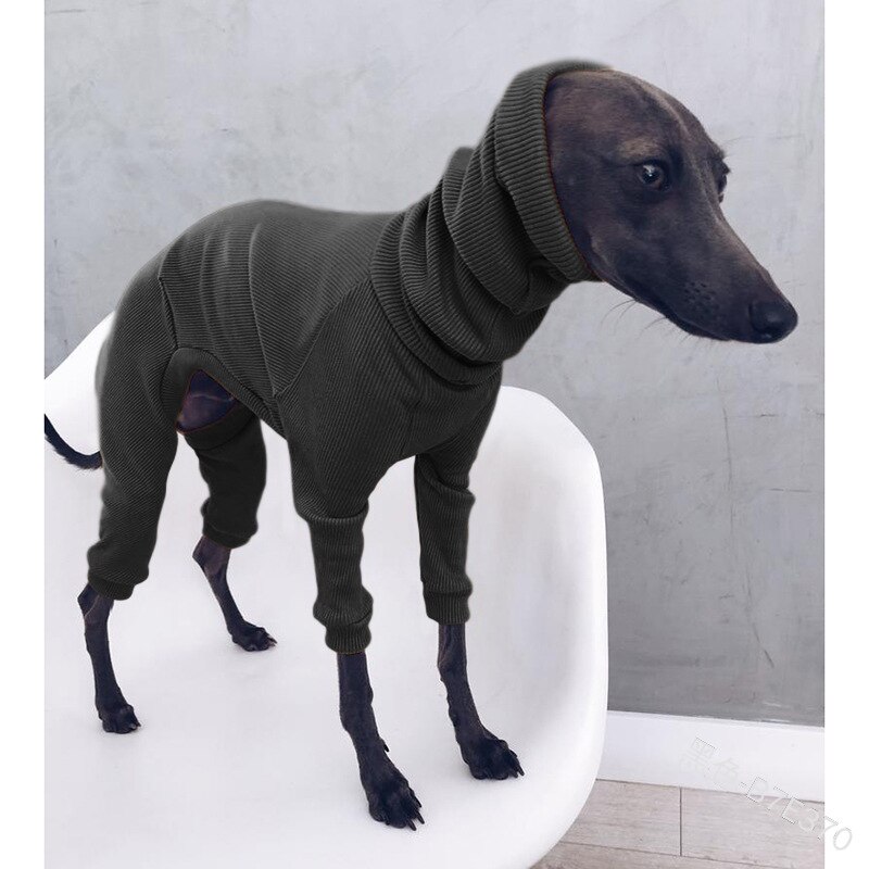 Whippet Italian Greyhound Clothes Lightweight Dog Jumpsuit for Medium Large Big Dogs Turtleneck Pet Pajamas Onesies for Shepherd: XXXL / black