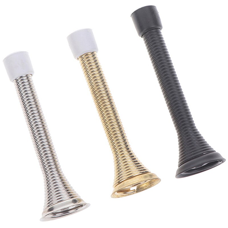 Rubber Cap Metal Door Stops Spring Stopper Wall Mounted Skirting Board 85mm Door Stopper