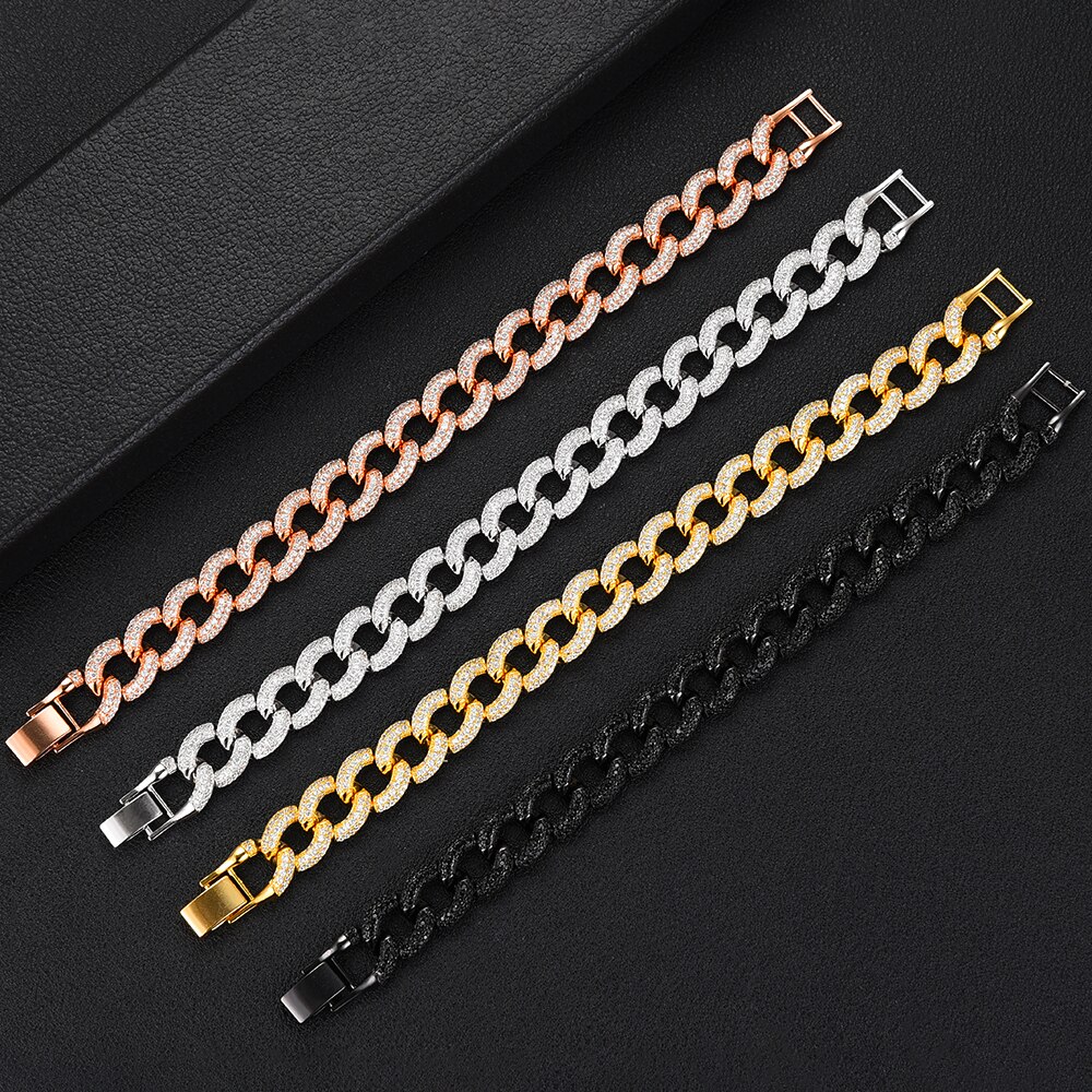 SisCathy Charm Bracelet - Geometric Zirconia Link Chain - Classic Punk Style for Women