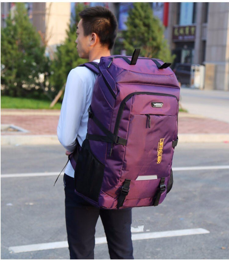 80L Super grande al aire libre mochila organizador De hombres bolsos De Viaje Duffle Big Duffel Weekend Vs Bolsa equipaje embalaje cubos Bolsa De Viaje: Purple 80L
