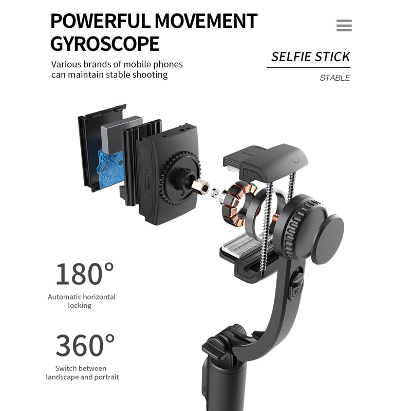 Roreta Handheld Gimbal Stabilisator Bluetooth Selfie Monopod Halfter Für Smartphone Telefon Video aufzeichnen Live-