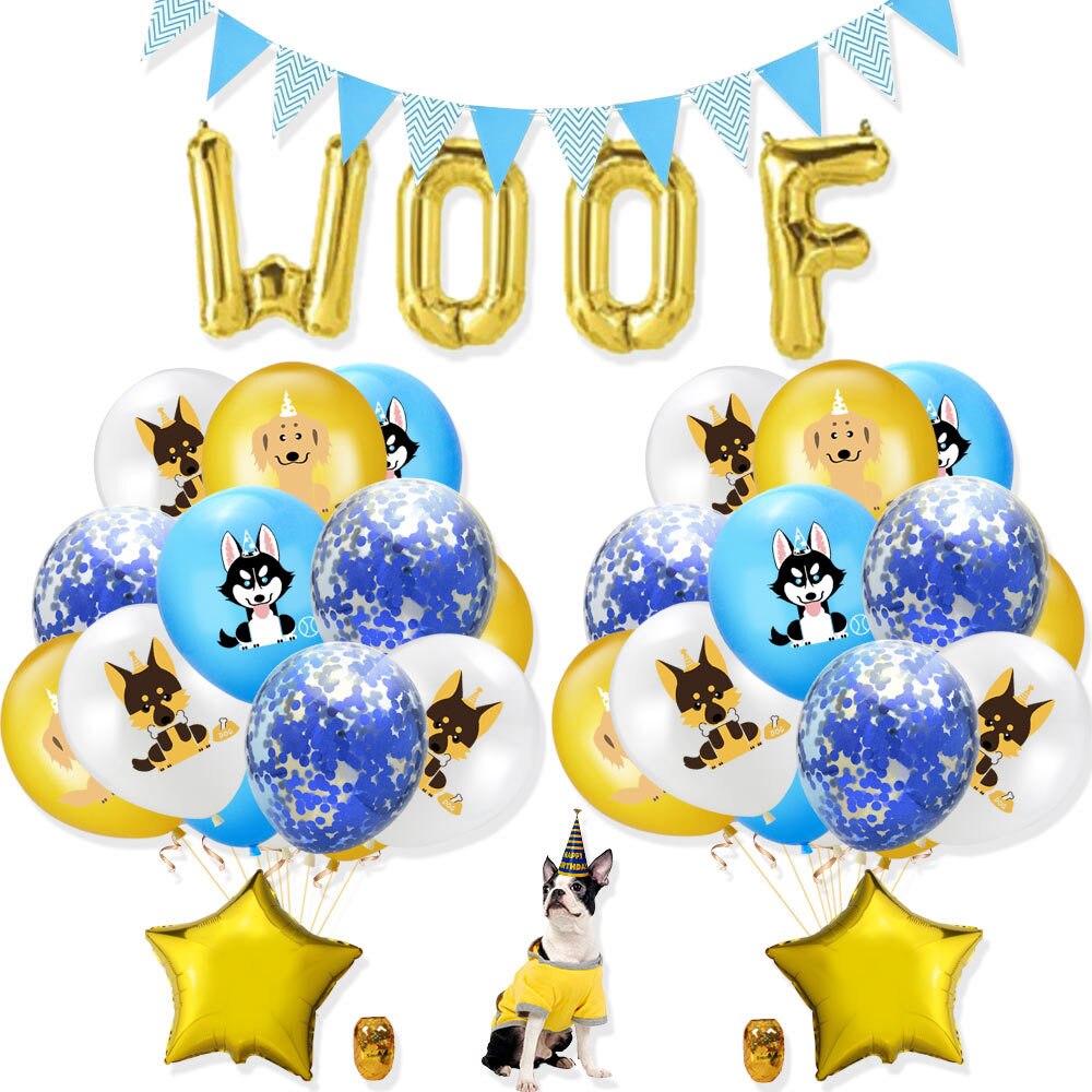 27 stk / sæt dyr balloner hund fest bannere kæledyr hvalp hund indføj balloner fødselsdag balloner hundens fest dekoration forsyninger