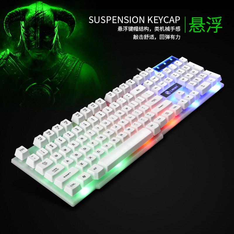 Force Magnesium TX30 Computer Keyboard Game Machinery Handfeel Suspension Button USB Cable Office Home Business Keyboard: White Illuminant Keyboard