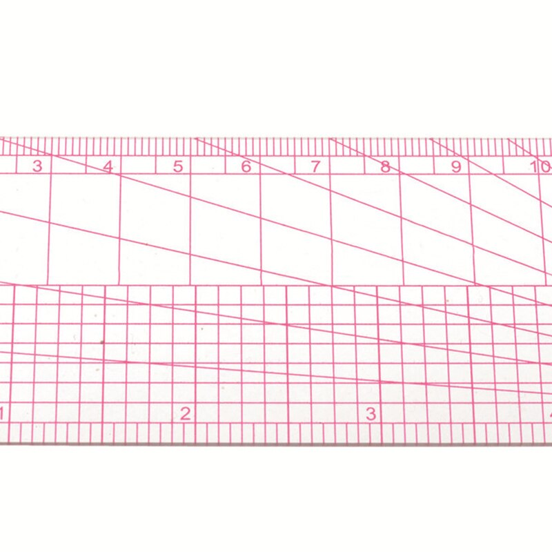 Beveled Transparent Ruler Protractor Ruler Metric/Inch Ruler for Engineering Studying Sewing Tools