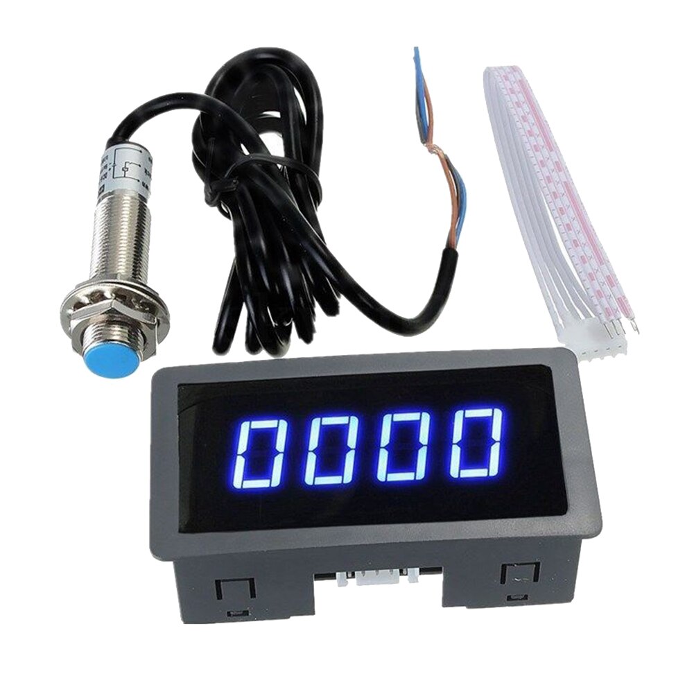 Digital LED Lamp Tachometer RPM Speed Meter 4 Digits Industrial Counter DC8-24V CLH@8: Blue