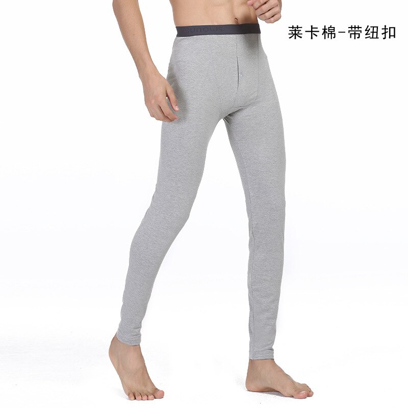 Men Cotton Leggings High-grade Long Underwear Autumn Winter Foundation Oversize Underwear: Light Gray / L