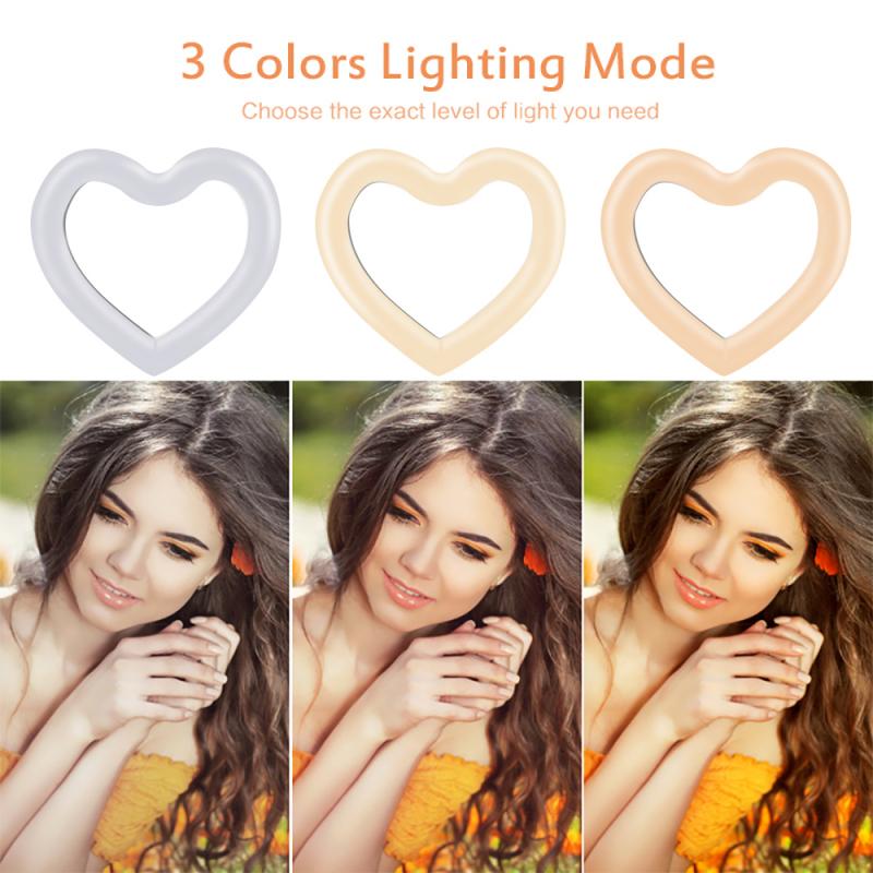 6/10 Inch Live Heart-Shaped Circular Arc Fill Light USB Multi-Specification Multi-Color LED Ring Light Universal Tripod