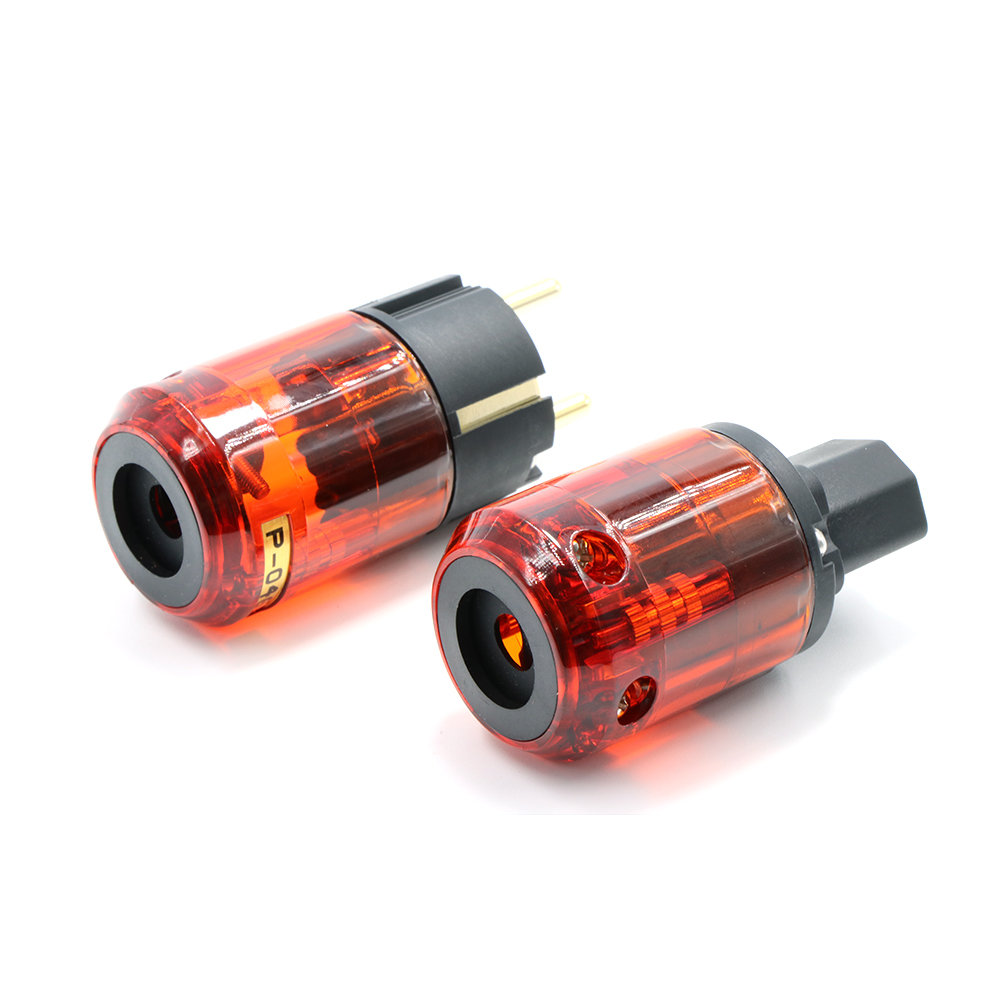 Höhe P046E + C046 Gold-Überzogene Durcheinander SCHUKO Energie Stecker EUR Energie Stecker hifi EU AC Energie stecker