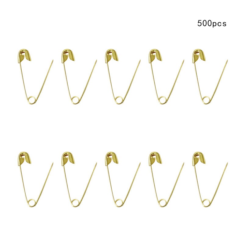 Miusie 500 Stuks Veiligheidsspelden Diy Naaien Gereedschap Accessoire Rvs Naalden Grote Veiligheid Pin Kleine Broche Kleding Accessoires: 500pcs Gold