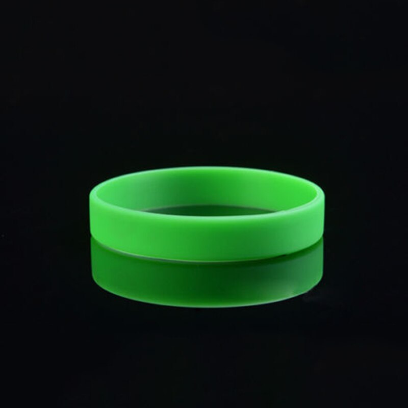 12 Kleuren 1Pc Vrouwen Mannen Silicone Rubber Armband Flexibele Wrist Band Manchet Armband Sport Jogger Running Casual Bangle: Grass green
