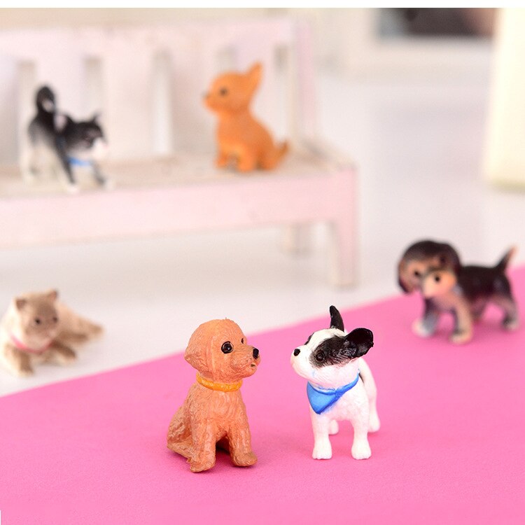 6 stks/set 1:12 Schaal Simulatie Kat En Hond Poppenhuis Miniatuur Model Poppenhuis Decoratie Poppen Accessoires