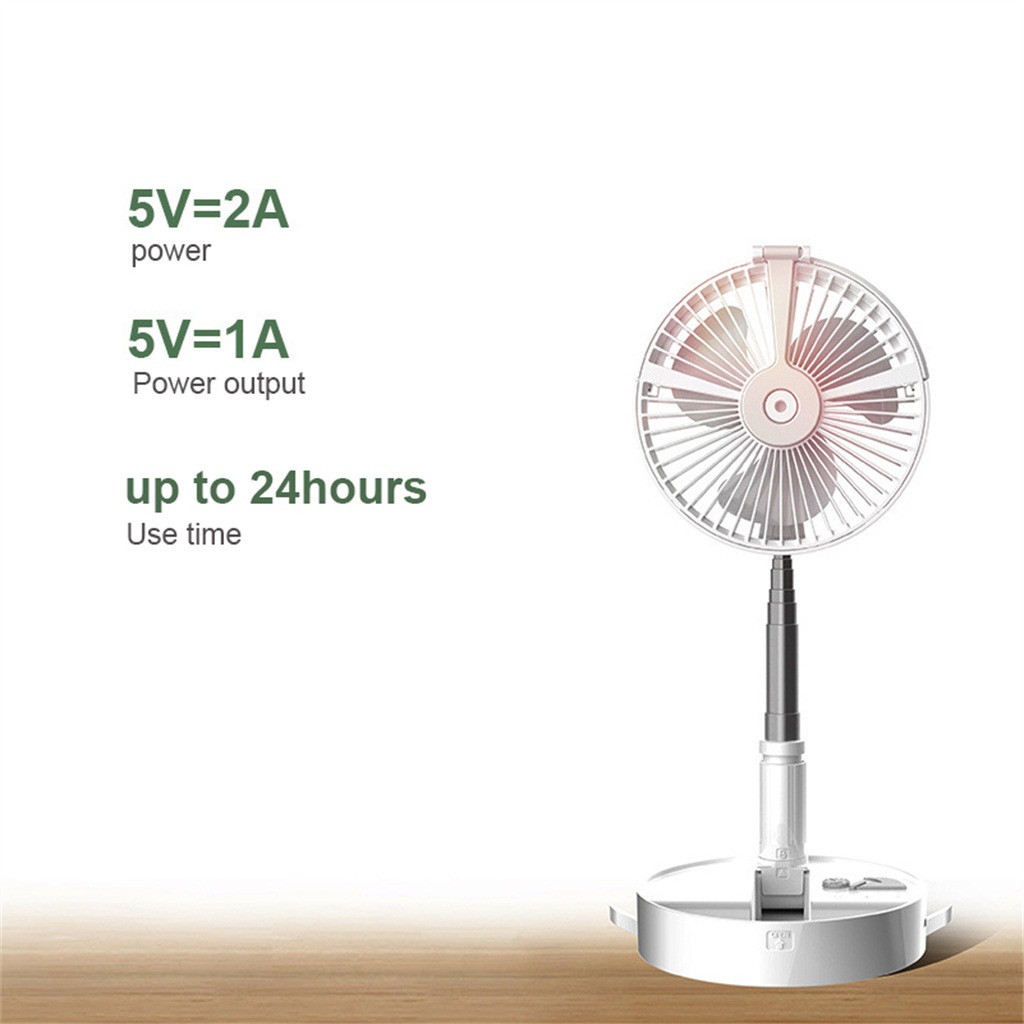 OUKITEL Mini Rechargeable Fan - Foldable, Telescopic, Humidifier, Phone Holder, Quiet Operation
