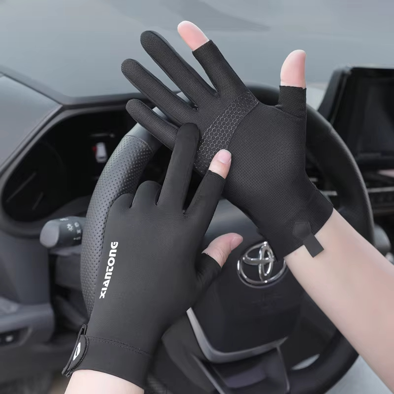 Zomer UV-beschermingshandschoenen Twee vingerloze antisliphandschoenen voor heren Dames Ademende handschoenen voor autorijden Fietsen Klimmen Workout